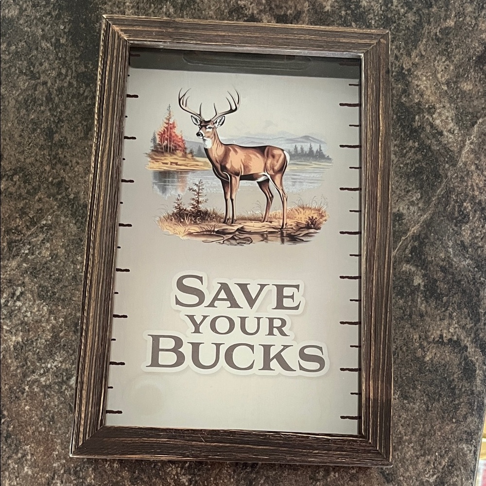 Rustic Brown Deer Bank Shadow Box by Open Road
